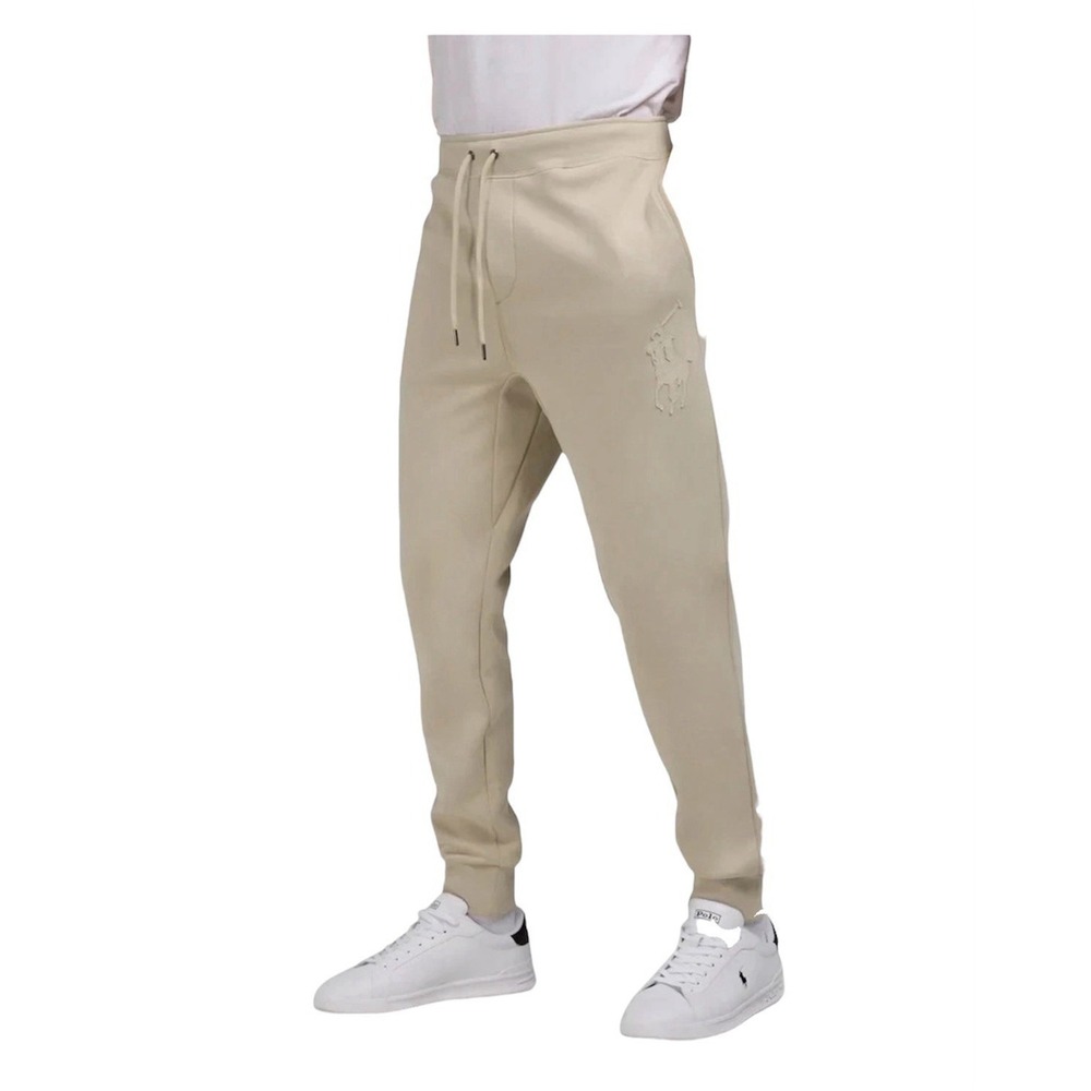 Polo Ralph Lauren Men's Size 3XLT Double Knit Leather Big Pony Sweatpants Beige
